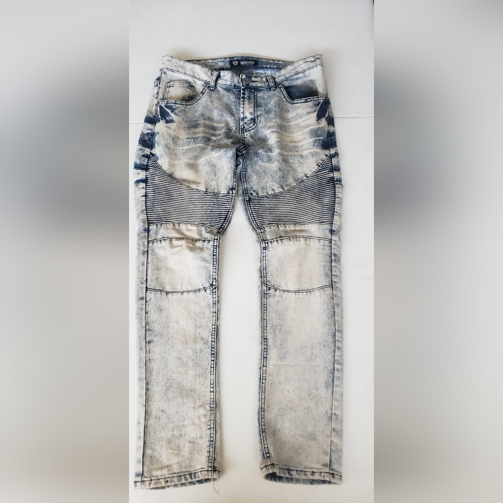 Encrypted Supply Company Men's Distressed Blue Jeans